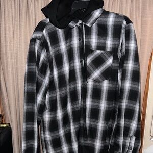 Hooded plaid shirt